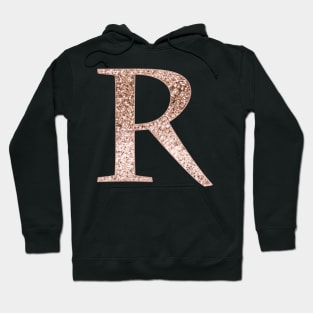 R rose gold glitter monogram letter Hoodie